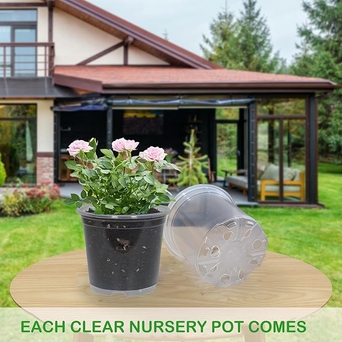 20 Pack 4 Inch Clear Nursery Pots with Drainage Plant Pots for Plants Transparent Potting Containers for Plants Seeding Starter Pot(Clear, 4 Inch 20 Pcs)