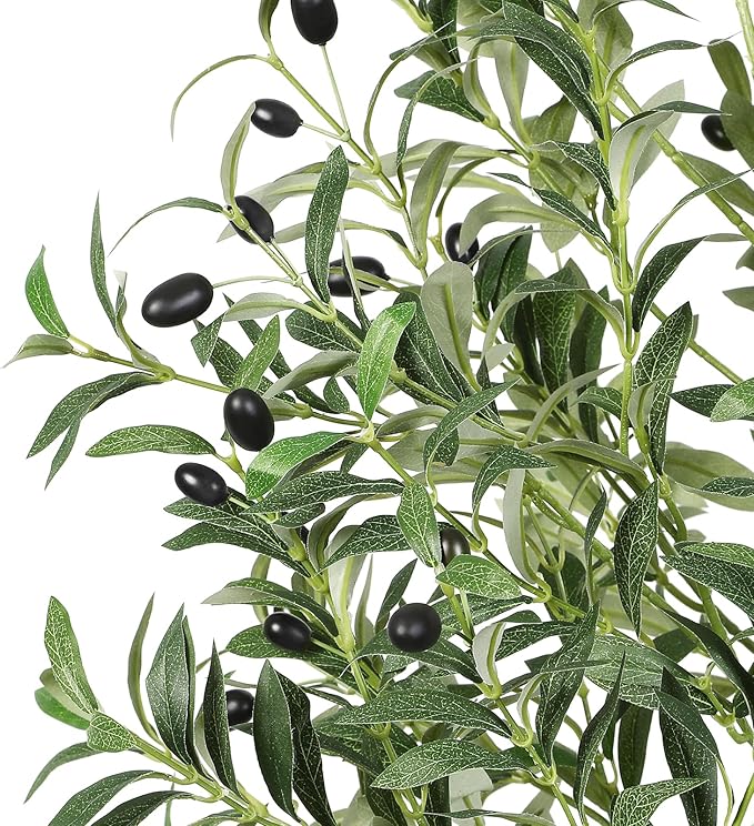 Alupssuc Olive Trees Artificial Indoor, 6FT Tall Faux Olive Tree, Artificial Plants with Natural Wood Trunk and Lifelike Fruits for Home Office Decor