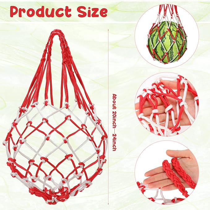 Nuenen 6 Pcs Watermelon Net Melon Hammock Melon Cradle Plant and Garden Supports Pumpkin Support Hanging Bag Protects Watermelons, Honeydew, Squash, Cantaloupes (Red, White)