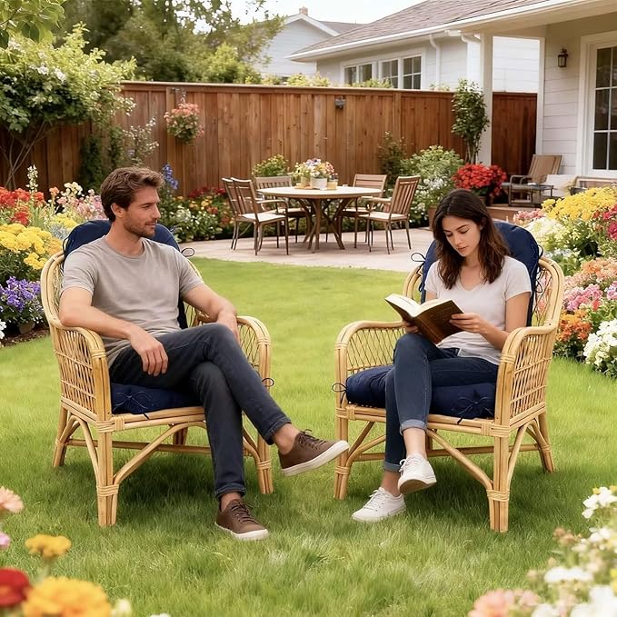 Waterproof Rocking Chair Cushion Patio Chair Cushions Tufted Chair Pads for Rocker Furniture Indoor Outdoor Black
