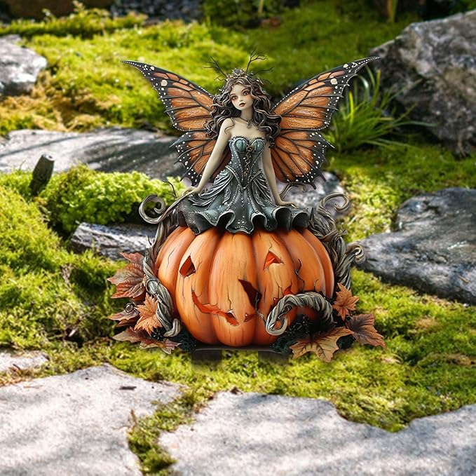 Bohemian Fairy Flower Pot Decor - Planter Pots Decor for Home or Garden (Pumpkin Elf-4)