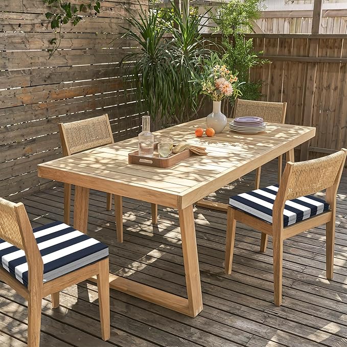 LVTXIII Outdoor Chair Cushions 18.5"x16"x2" Pack of 4, Water-Repellent Square Corner Memory Foam Seat Cushions with Ties for Garden Patio Furniture, Cabana Navy