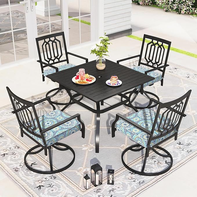 Outdoor Chair Cushions 22x22x3 Inch, Patio Seat Cushion Furniture Swing Set of 2, Water Repellent Chairs Wicker Cushion Pads with Couch Sofa in Garden, Delancey Lagoon