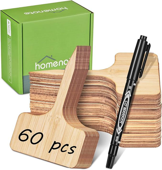 Homenote Bamboo Plant Labels 100Pcs Plant Tags for Seedling T-Type Tags for Plants Outdoor Garden Markers Vegetable Seedling(2.36 * 4“)