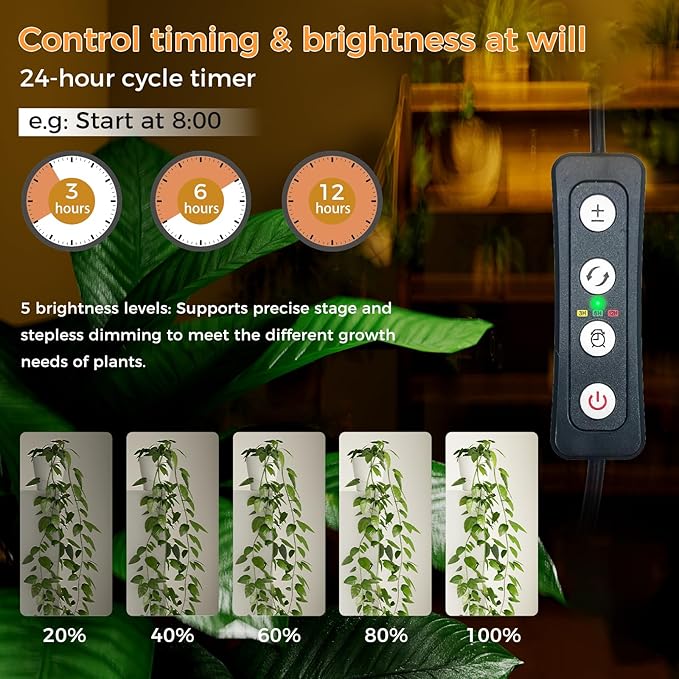 2 Pcs Grow Lights for Indoor Plants, 44W 384 Led Full Spectrum Plant Light, 5.4FT Adjustable Length Standing Grow Light with Timer/Six Leg Base for Greenhouse/Garden