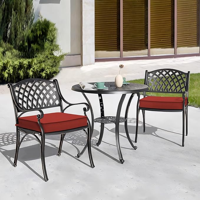 Outdoor Chair Cushions 22x22x3 Inch, Patio Seat Cushion Furniture Swing Set of 2, Water Repellent Chairs Wicker Cushion Pads with Couch Sofa in Garden, Brick Red