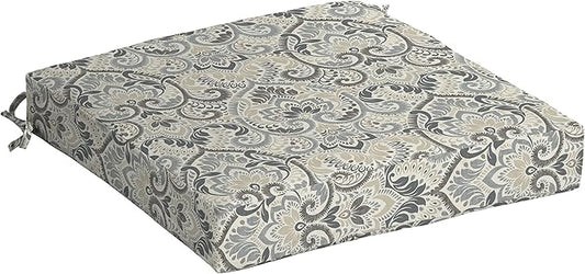Arden Selections Rocking Chair Cushion, 21 x 21, Rain-Proof, Fade Resistant, Cushion for Rocking and Outdoor Chairs 21 x 21, Neutral Aurora Damask (Pack of 4)