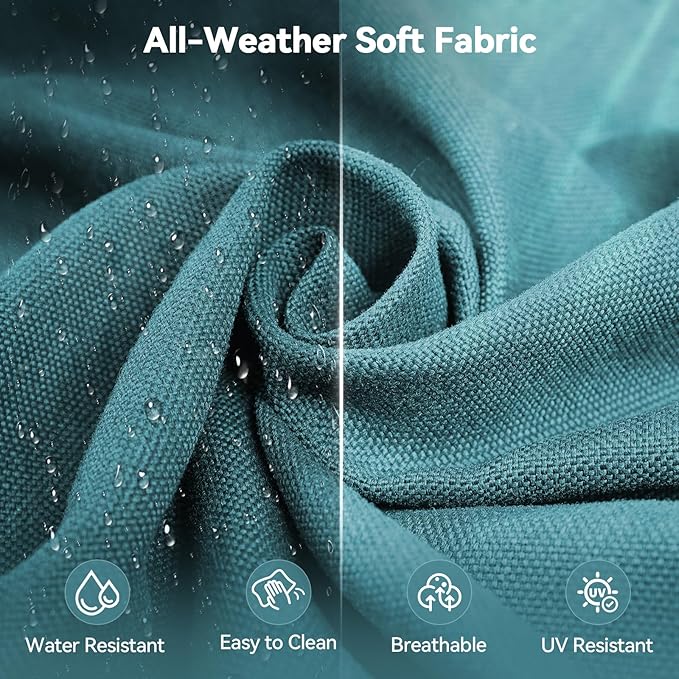 6" Thick Outdoor Cushions 22x24x6, 3-Set Deep Seat Patio Cushions with Removable Cover, Waterproof & Fade Resistant Replacement for Wicker Chair, Loveseat, Sofa - Peacock Green