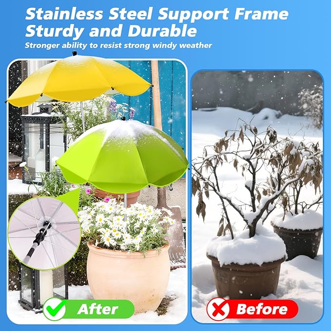 4 Pcs Plant Umbrellas for Outdoor Plants, Potted Garden Bedst Umbrella Shade with Adjustable Angle to ‌Defend Plants from Direct Sunlight