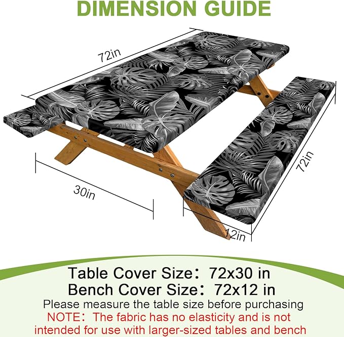 pickyNproud Picnic Table Cover with Bench Covers Portable Table Cloth Built-in Storage Pocket Picnic Table Covers with Elastic Waterproof Camping Essentials for RV Camping