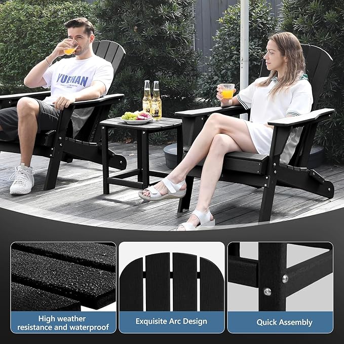 Outdoor Adirondack HDPE Side Table, Wooden Textured, Set for Patio, Garden, Porch, Pool Composite Patio, Backyard, Bathroom and Indoor, Maintenance & Weather Resistant