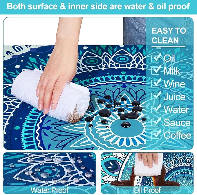 Picnic Table Cover with Bench Covers Camping Essentials Waterproof Windproof Camping Tablecloth with Drawstring Bag, Fitted Rectangle Tables and Seats, 96in, Air Superiority Blue