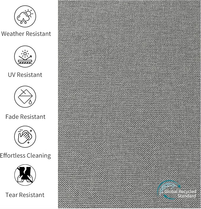 Outdoor 22"x24" Deep Seat Patio Cushion Set of 2, Outdoor Chair Cushions with Water-Resistant UV Resistant Weather Resistant Sectional Sofa Pad and Removable Covers,Light Grey