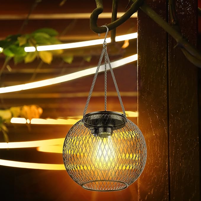 Solar Lantern Outdoor Waterproof, KagoLing Upgraded Hanging Solar Lights Outdoor Garden Decorations Decorative Lighting Solar Powered Waterproof Tree Lantern for Garden Yard Patio Pathway, 4 Pack