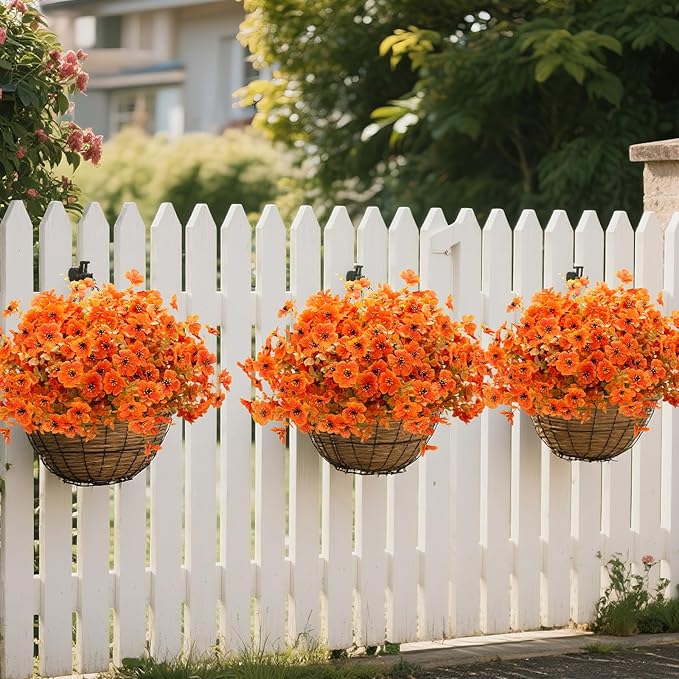 16 Bundles Artificial Fall Fake Mums for Outdoor, Autumn Faux Mums Flowers UV Resistant Plastic Greenery Garden Porch Patio Fall Thanksgiving Home Decor
