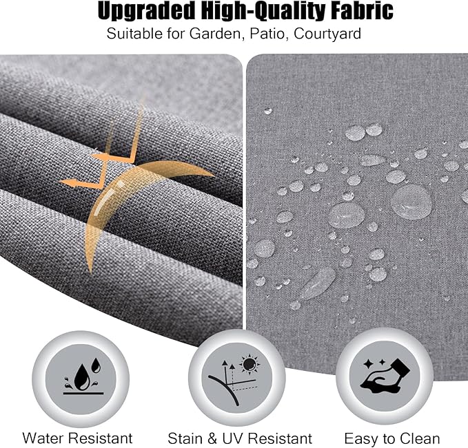 idee-home Outdoor Cushions for Patio Furniture, Outdoor Seat Cushion, Waterproof Couch Hampton Bay Deep Seat Replacement Chair Cushions for Garden Lawn Deck Backyard, 26.5 x 26.5 Grey