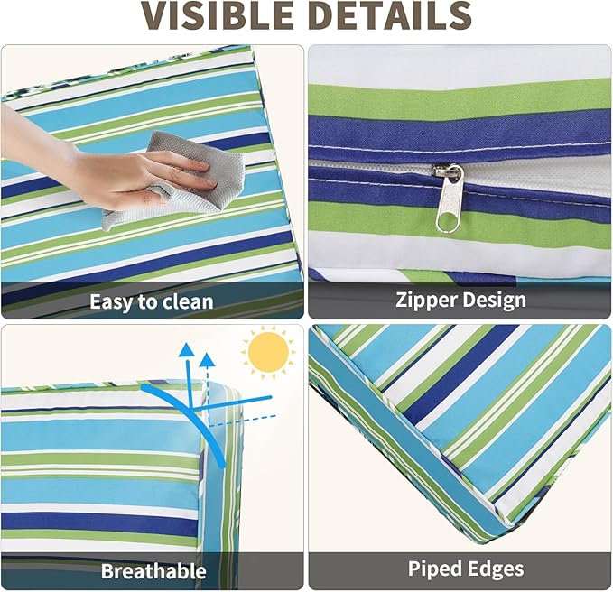 14Piece Outdoor Sofa Cushion Replacement, Patio Furniture Waterproof Cushion with Zippers, fit 6-Seat Outdoor Wicker Rattan Sectional Couch (Aurora, 25.6"x25.6"x3.9")