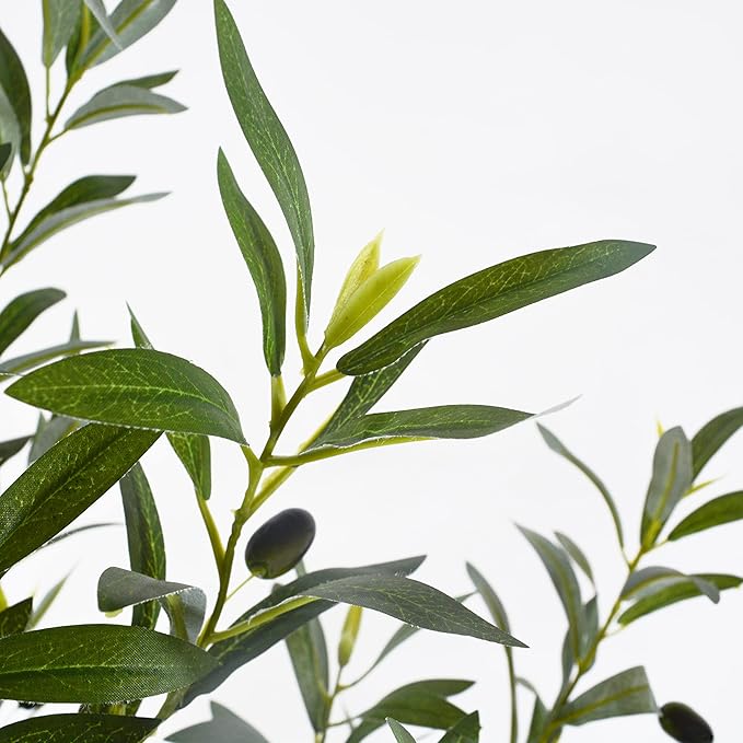 Artificial Olive Tree, 5ft Tall Fake Olive Leaves Plant with Basket, Indoor Outdoor Faux Olive Topiary Silk Tree for Home Livingroom Office House Décor