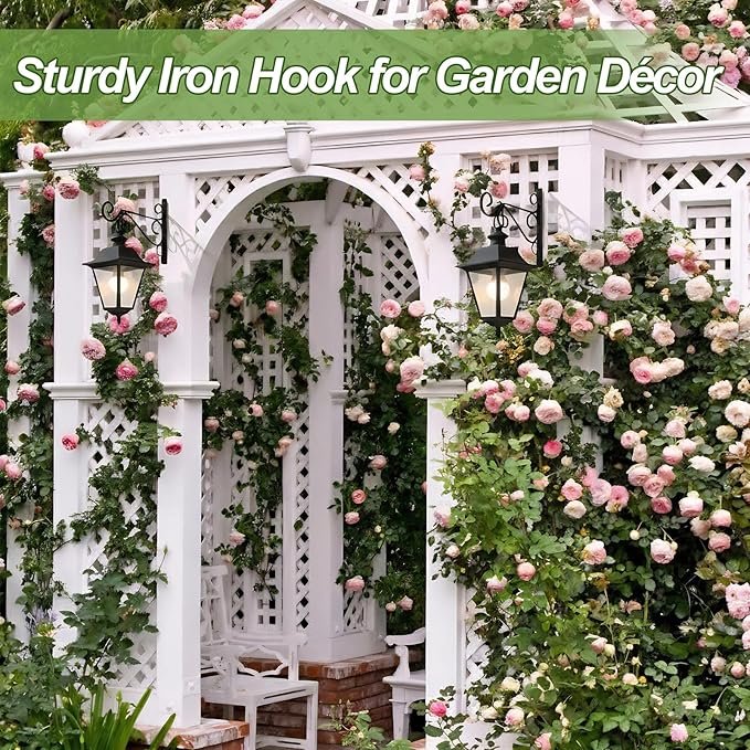 2 Pack Wall Mounted Plant Hanger – Heavy-Duty Metal Hooks for Indoor & Outdoor Planters, Lanterns, Wind Chimes & Decorative Hanging