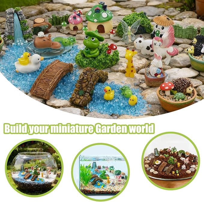 82 Pcs Fairy Garden Accessories Kit - Miniature Figurines, Resin Mushrooms, Elves & Animals, Bridges & Houses for DIY Terrarium, Dollhouse, Succulent Garden Decor, Indoor Outdoor Craft