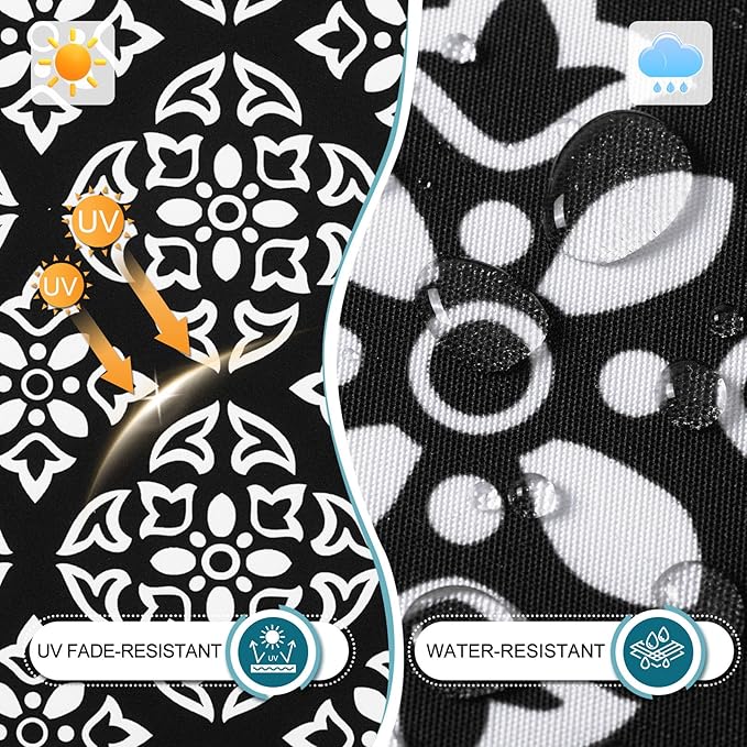 Basic Beyond Outdoor Chair Cushions Set of 4, Square Corner Outdoor Cushions for Patio Furniture, Water Resistant Patio Chair Cushions with 2 Ties, 18.5x16x3, Medallion