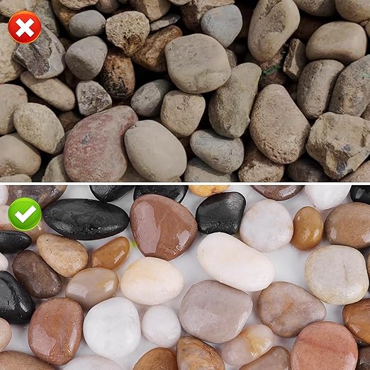 Natural River Rocks 1-2 Inch Ornamental Polished Pebbles Pebbles for Indoor Plants Small Rocks Decorative Rocks for Potted Plants Aquarium Gravel River Rocks for Plants,Aquarium,Fish Tank,Vases 1 LB