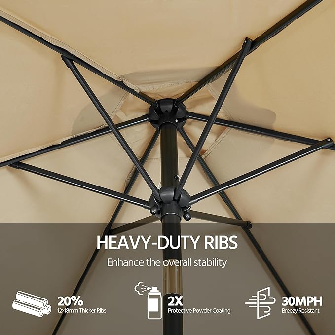 Yaheetech 10FT Patio Umbrella, Outdoor Table Umbrella with Push Button Tilt and Crank, Yard Sun Shade w/Sturdy Ribs, UV Protection Waterproof for Garden, Deck, Backyard, Pool