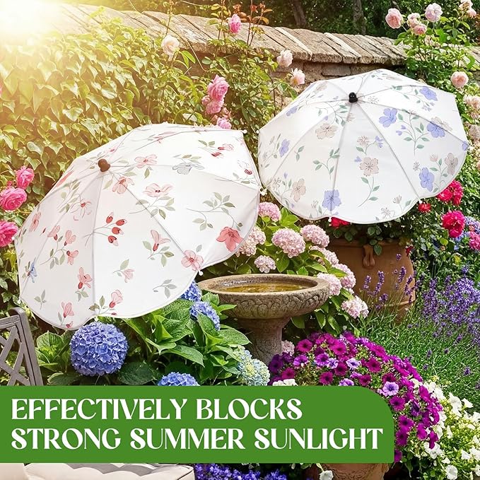 3 Pack Plant Umbrella for Outdoor Adjustable Sun Shade Covers 24" Sun Protection Cloth UV Umbrella for Potted Plants, Garden Beds, Patio Flowers