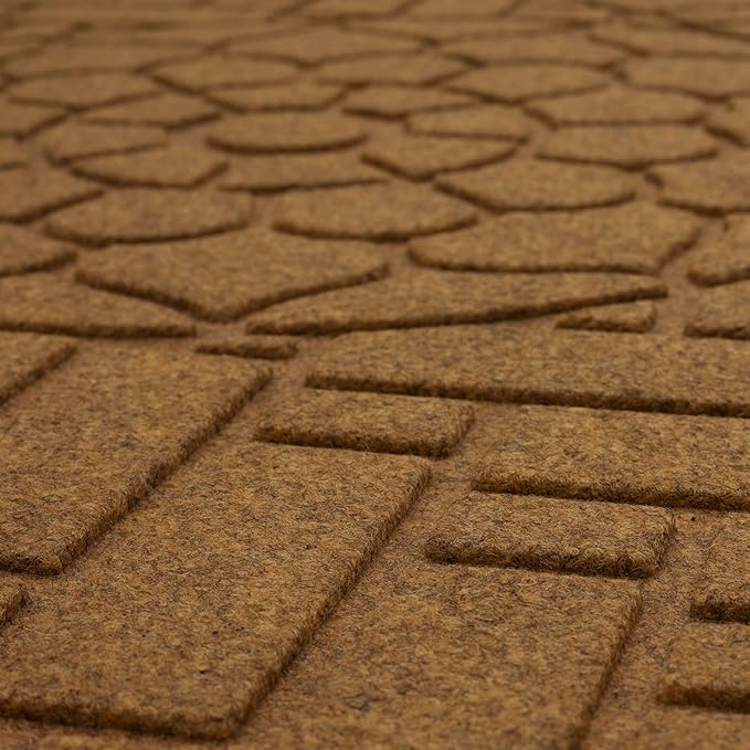 Mohawk Home Entryway Door Mat 2' X 4' All Weather Outdoor Non Slip Recycled Rubber Doormat, Brick Path Impressions Light Brown