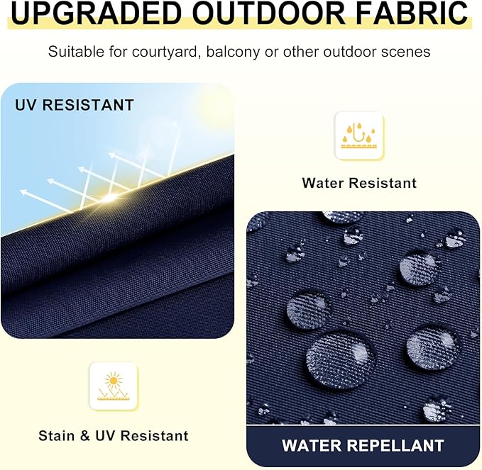 downluxe Outdoor Chair Cushions Set of 6 for Patio Furniture, Water-Resistant Square Corner Patio Chair Cushions with Ties, High Density Foam Outdoor Seat Cushion, 18.5" X 16" X 3", Navy