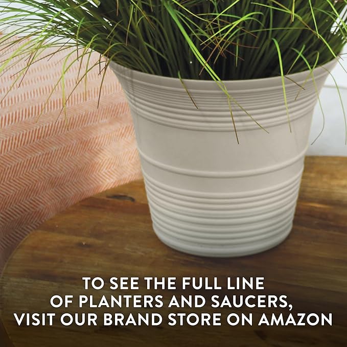 The HC Companies 7 Inch Sedona Round Self Watering Planter Pots, Lightweight UV-Resistant Plastic Indoor & Outdoor Planters, 4-Pack Flower Pots for Garden & Home Decor, Honey