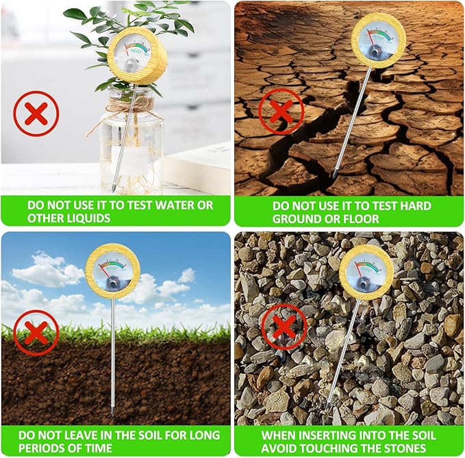 Soil Moisture Meter - Included 200+ Plants Care Guide, 100 pH Test Strips & Sample Tube, Soil Water Tester, Soil Hygrometer Sensor Tool for Garden, Lawn, Farm Plants Care, No Battery Needed