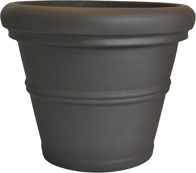 Tusco Products RR245ES Classic Rolled Rim Garden Planter, 24.5", Espresso