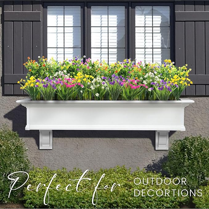 20 Bundles Spring Fake Artificial Faux Plants Flowers Outdoor, Artificial Plants UV Resistant for Garden Home Wedding Farmhouse Decor