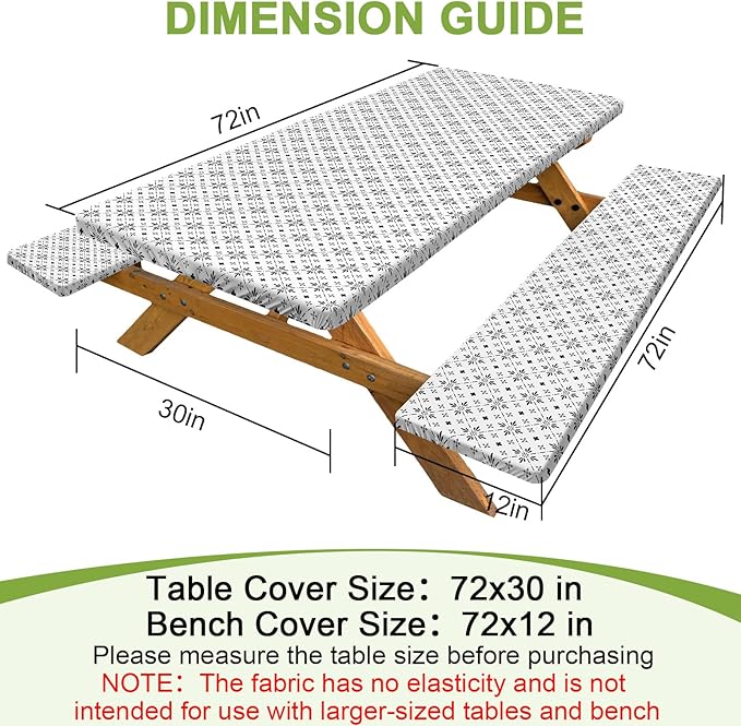 pickyNproud Picnic Table Cover with Bench Covers Portable Table Cloth Built-in Storage Pocket Picnic Table Covers with Elastic Waterproof Camping Essentials for RV Camping