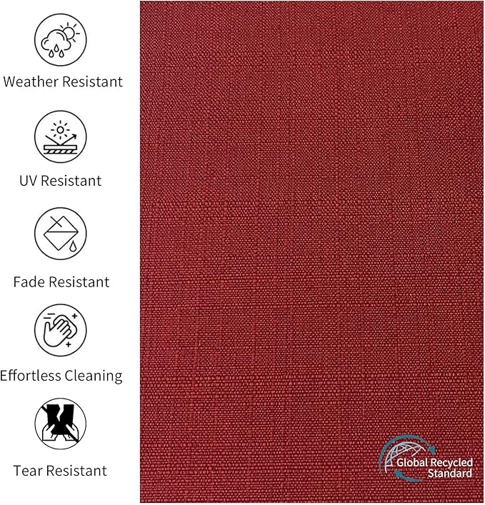 Outdoor 22"x24" Inch Deep Seat Patio Cushion Set of 2, Outdoor Chair Cushions with Water Resistant Sectional Sofa Pad and Removable Covers,Chili