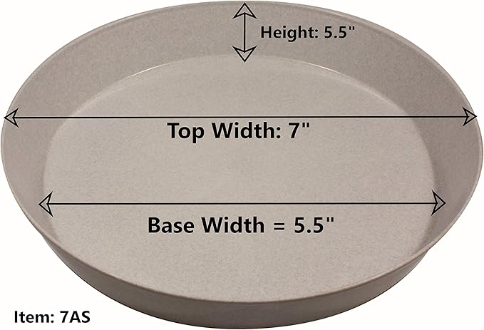 Saucer White Granite Colored Polypropylene for Indoor and Outdoor Plant use, Made in USA, Flower Pot drip pan, Drainage Saucer, Household Plants (AS7G), 7'' (5.5'' Base)