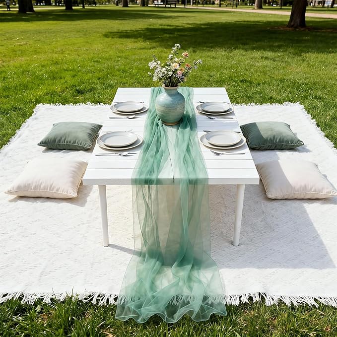 1 Set Low Picnic Table, Foldable Boho Picnic Table with Extra Large Outdoor Camping Blanket Portable Boho Wood BBQ Tables for Camping Wedding Beach BBQ Party (for 8 Person,White)