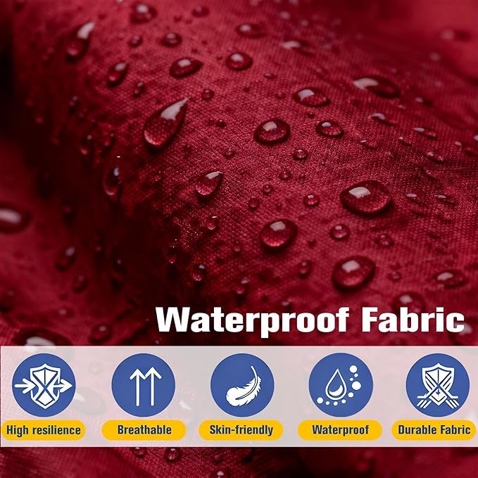 Patio Furniture Cushions Outdoor, Waterproof Wicker Chair Cushions Set of 3, 1 Loveseat & 2 Seat Pads, Thick Outdoor Replacement Cushions for Porch Lawn Bench Couch Sofa Swing, Burgundy