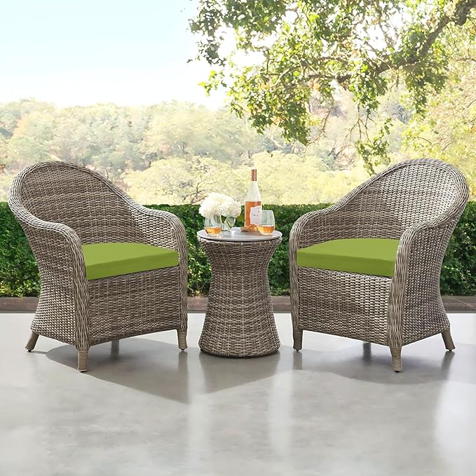 downluxe Outdoor Chair Cushions Set of 4 for Patio Furniture, Water-Resistant Patio Chair Cushions with Ties, High Density Foam Outdoor Seat Cushion, 17" X 16" X 2", Sage Green