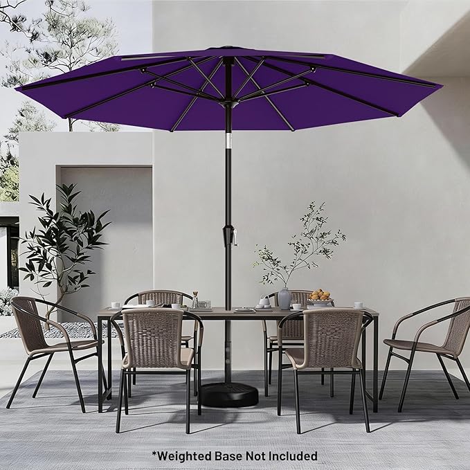 AreShark 9 FT Patio Umbrella for Outdoor, Outdoor Table Umbrella with Push Button Tilt and Crank, Outdoor Patio Umbrellas with 8 Sturdy Ribs for Market, Garden, Pool (Dark Purple)