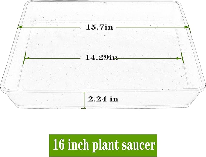 4 Pack Square Plant Saucer 16 Inch, Heavy Plastic Plant Saucer, Deep Heavy Duty Plant Pot Saucers, Planters for Indoors and Outdoors Plants，Large Plant Trays for Pots.
