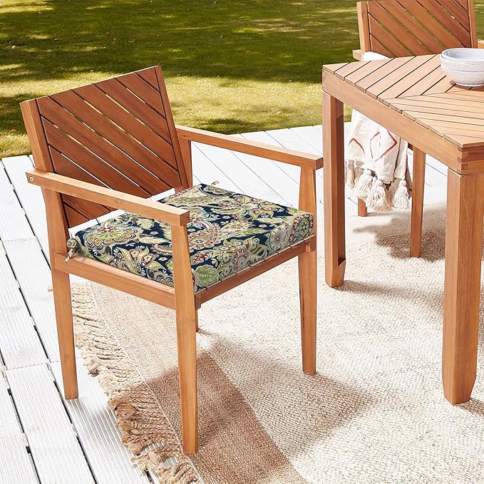 LVTXIII Outdoor Chair Cushions, Fade-Resistant Patio Furniture Cushions Outdoor Chair Pads with Ties for Dining Chairs and Garden Furniture Use, 18.5"x16"x2" 4 Pack, Paisley Sapphire Blue