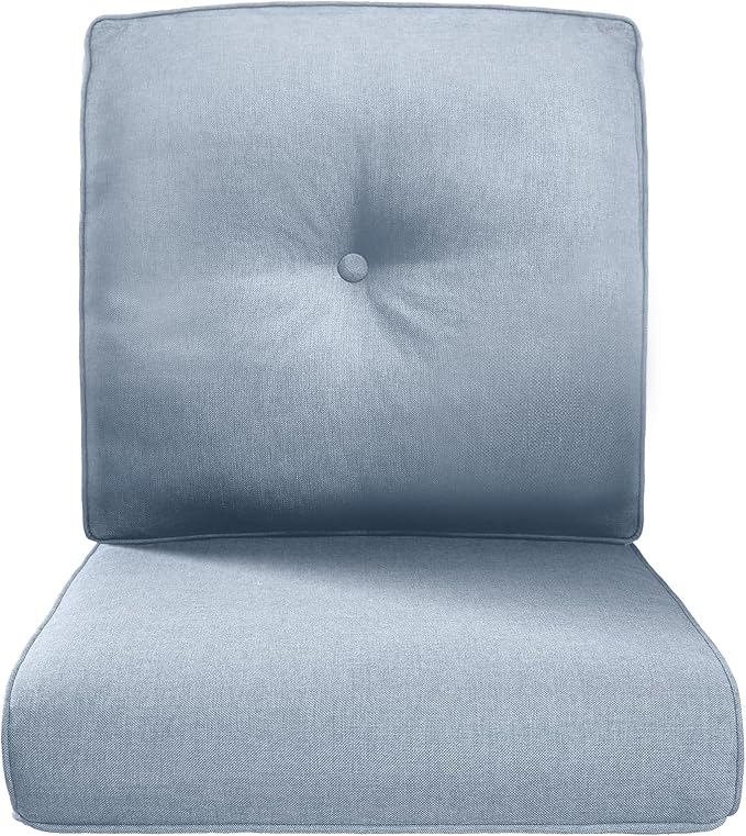 Belord Luxury 4" Thick Outdoor Cushion Set - 22 x24 Inch 28D Sponge Filling Fade-Resistant Chair Cushion, Spill Proof Removable Patio Furniture Replacement Cushions for Sofa Bench Swing - Baby Blue