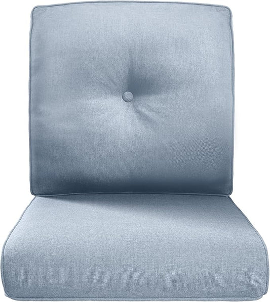 Belord Luxury 4" Thick Outdoor Cushion Set - 22 x24 Inch 28D Sponge Filling Fade-Resistant Chair Cushion, Spill Proof Removable Patio Furniture Replacement Cushions for Sofa Bench Swing - Baby Blue