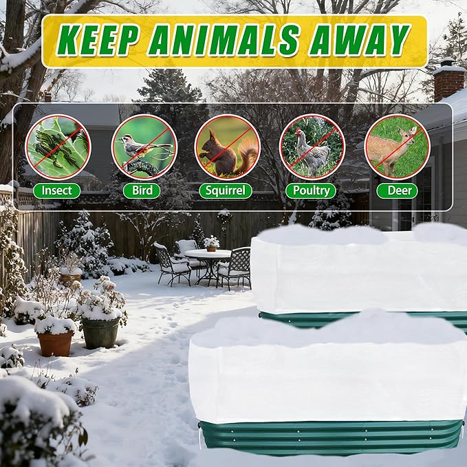 Plant Covers Freeze Protection 6.3 x 3 x 1.5 FT Rectangular Plant Cover for Winter, 2 Pcs Frost Cloth for Outdoor Plants Raised Garden Bed Cover, Winter Frost Blanket with Insulated Liner Drawstring