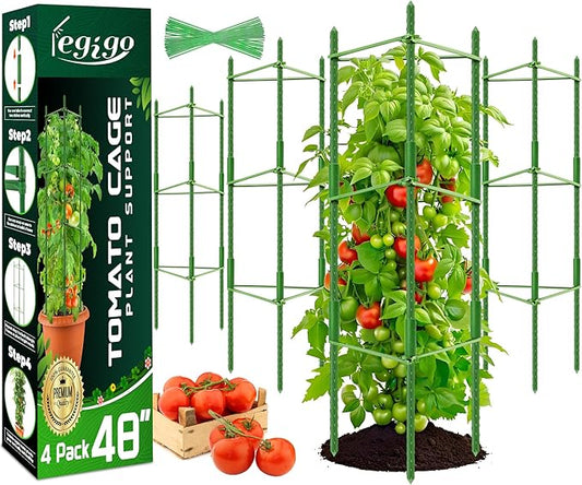 Legigo 4ft 4-Pack Tomato Cage for Garden Plant Support- Up to 48inch Garden Stakes Tomato Cage, Tomato Trellis for Potted Plants, Tomato Cages Plant Stakes for Climbing Vegetables Plants Flowers