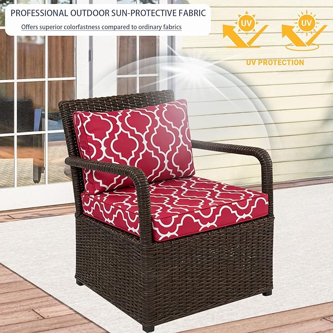 Outdoor Cushion Covers for Patio Furniture, Patio Cushion Covers Replacement with Zipper, Waterproof & Fade Resistant,Only Cover (Geometric Pattern 1, 25.6Lx25.6Wx4H - Only Covers)