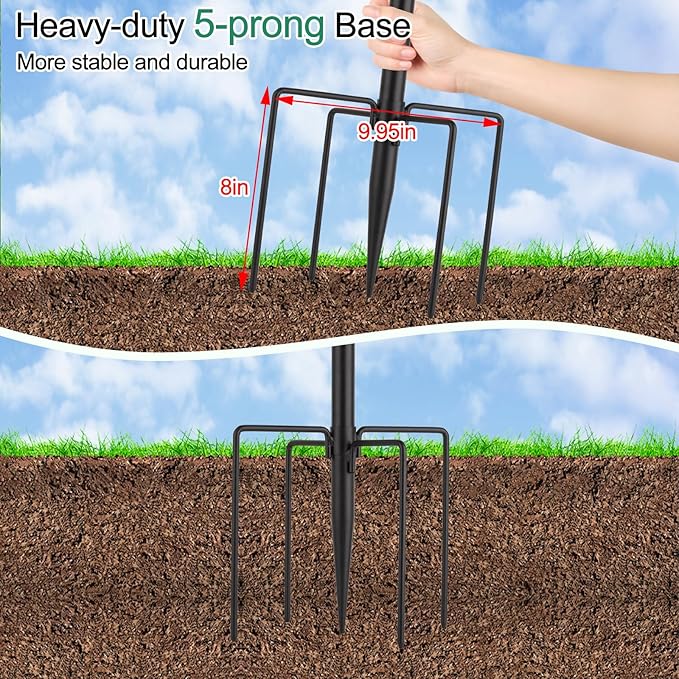 6-Hook Bird Feeding Station Kit,103 Inch Heavy Duty Shepherds Hooks for Outdoor,Adjustable Height Bird Feeder Pole with Mental Tray and Water Bowl,Attracting Wildbirds