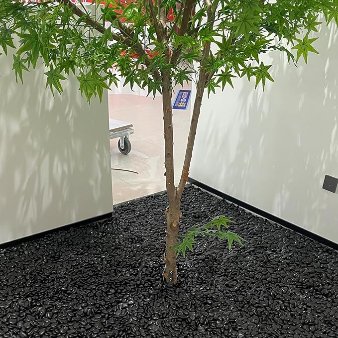 5 lbs Black Pebbles for Indoor Plants, 1-2 Inch Decorative Black River Rocks for Plants, Garden Landscaping, Vase, Yard Walkway, Paving and Outdoor Decorative Stones